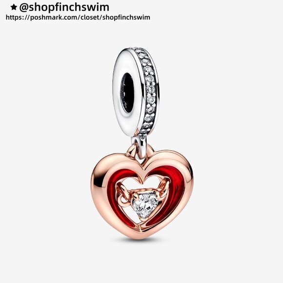 Pandora Two-tone Radiant Heart Dangle Charm - Picture 1 of 4